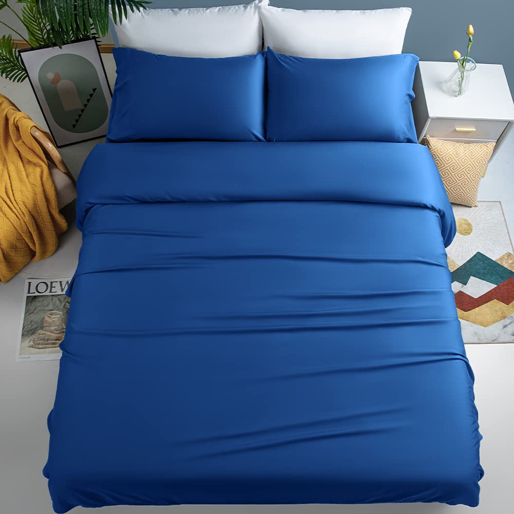 Shilucheng 100% Cooling Bamboo_ Sheets Set- Cal King Size 1800 Thread Count Soft Bed Sheets,16 Inch Deep Pocket,Breathable,Comfortable And Pilling Resistant -4Pc(Cal King,Navy Blue)